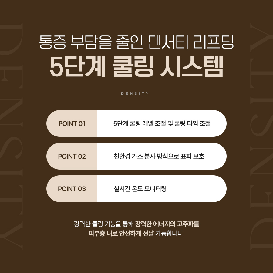 덴서티 리프팅 5단계 쿨링과 피부 온도 모니터링 시스템